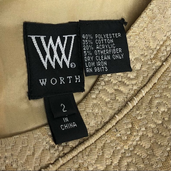 Worth Jacquard Brocade Textured Sleeveless Retro Sheath Dress Size 2 - Picture 6 of 7